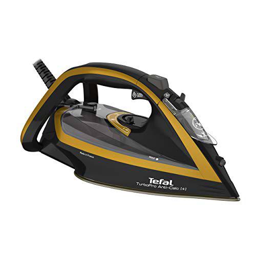 Tefal FV5696 Turbo Pro Anti-Calc [+] Plancha de vapor | 3000 W | Golpe de vapor: 270 g/min | 300 ml de capacidad | Colector antical | Función Eco | Sistema antigoteo | Apagado automático | Negro/Oro