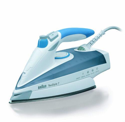 Braun TS765A - Plancha de vapor, 2400 W, 0.4 L, suela de saphir, gris/azul